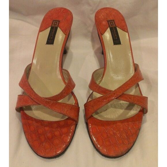 Giorgio's of Palm Beach Tangerine Orange Alligator Strappy Heels Shoes size 8 M - Picture 1 of 6